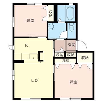 エバーグリーン海神山トップヒルA(2LDK/2階)の間取り写真