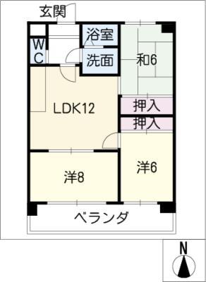 グレース牧の里(3DK/1階)の間取り写真