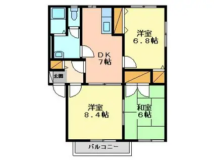ディアス柏王 B(3DK/1階)の間取り写真
