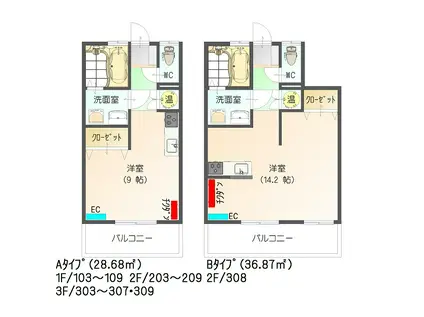 すまいる15番館(ワンルーム/1階)の間取り写真