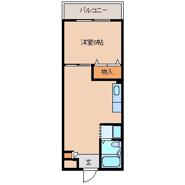 ジョリイマンション(1DK/2階)の間取り写真