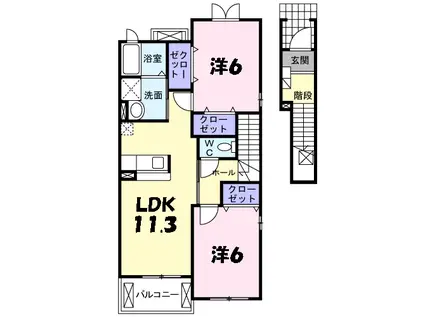 ベル ファミーユI 1番館(2LDK/2階)の間取り写真