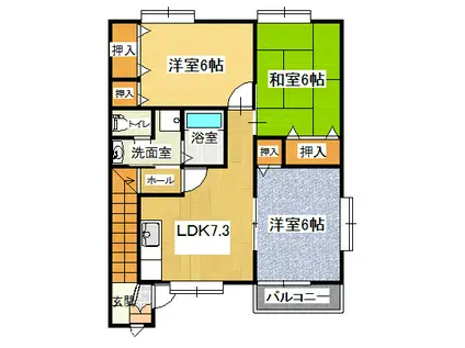 カメーリアハルディンIV(3DK/2階)の間取り写真