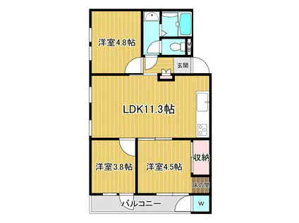 メゾンドホーネット(3LDK/3階)の間取り写真