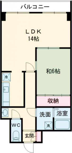 ロイヤルシティ弐番館青柳(1LDK/2階)の間取り写真