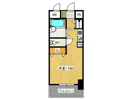ディアコート八木(ワンルーム/2階)の間取り写真