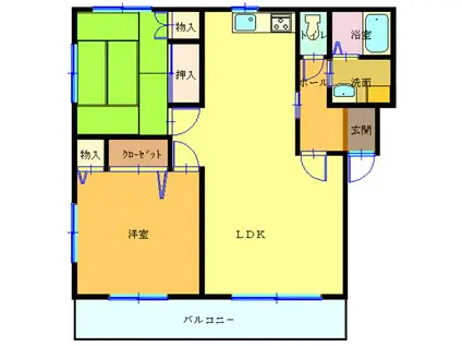 南雲ハイツ文III(2DK/1階)の間取り写真