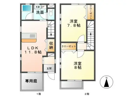 メゾンドラピュタIII(2LDK/2階)の間取り写真