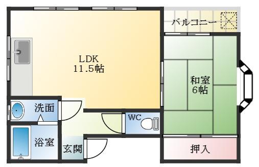 セントヒル藤井寺(1LDK/2階)の間取り写真
