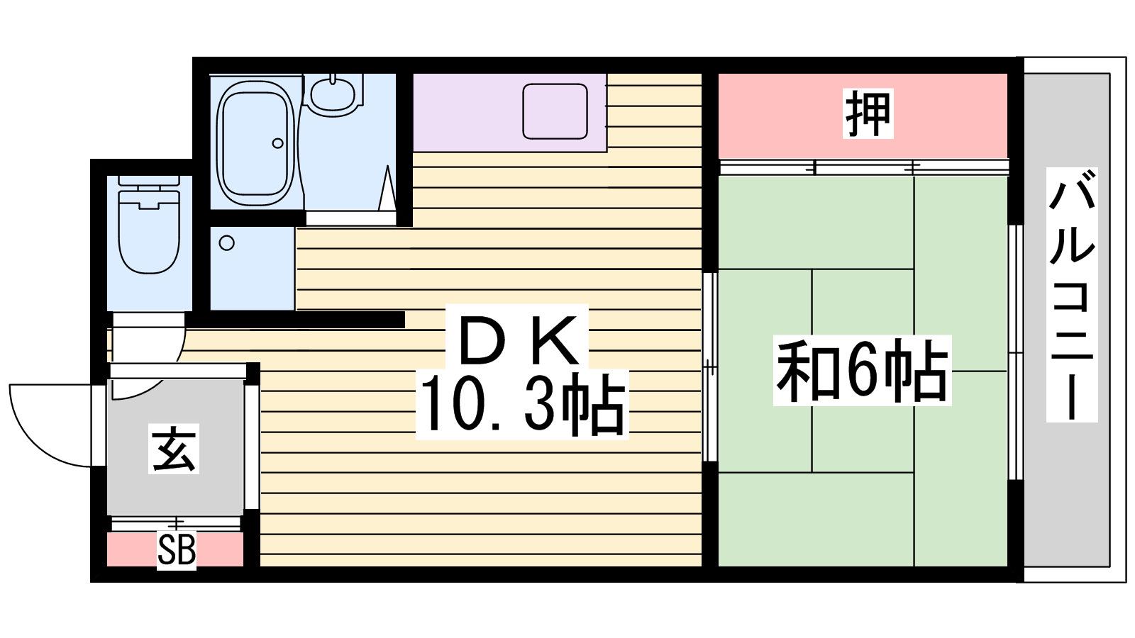 ファーストイン英賀保駅前(1DK/4階)の間取り写真