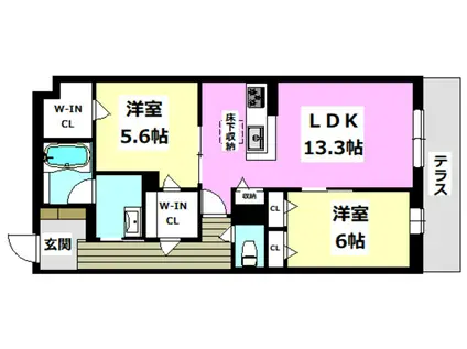 グランファミール箕面小野原(2LDK/1階)の間取り写真