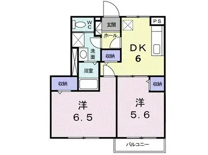 エミネントパル(2DK/1階)の間取り写真