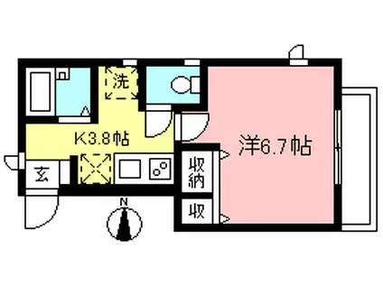 カサデ・エネ(1K/1階)の間取り写真