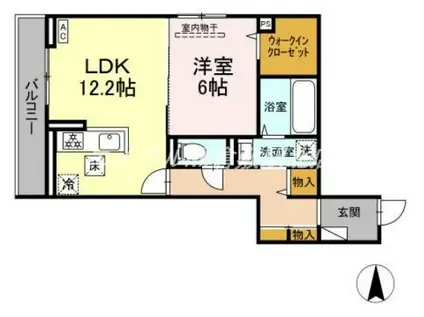 D-ROOM東富井(1LDK/1階)の間取り写真