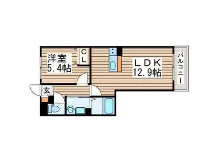 アビタシオン小田原長丁通(1LDK/1階)の間取り写真