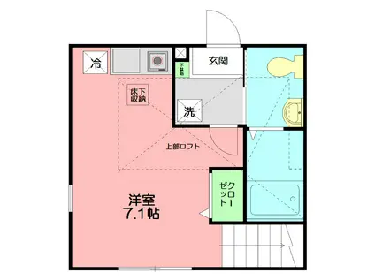 ハーミットクラブハウス戸塚V KANAテラス(ワンルーム/1階)の間取り写真