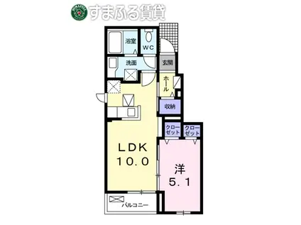 ファミールK山崎(1LDK/1階)の間取り写真