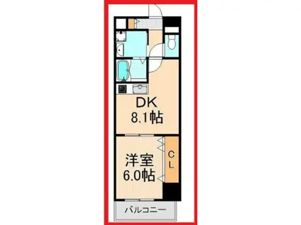 コルテ浅草寿(1DK/12階)の間取り写真