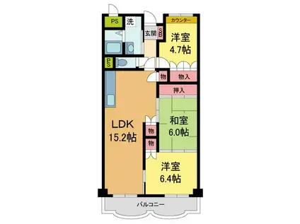 ルノン大森ドゥ(3LDK/4階)の間取り写真