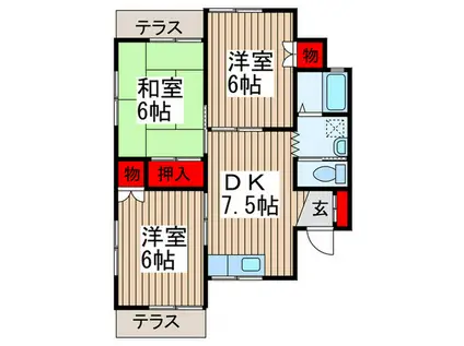 フラワーコーポ NO6(3DK/1階)の間取り写真