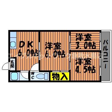 野田マンションC棟(3DK/1階)の間取り写真