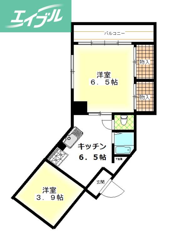 国際コーポ(1LDK/4階)の間取り写真