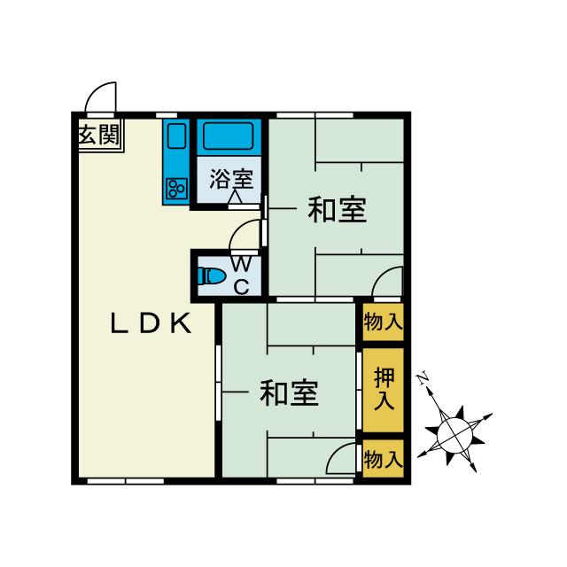 ラークハイツ(2LDK/2階)の間取り写真