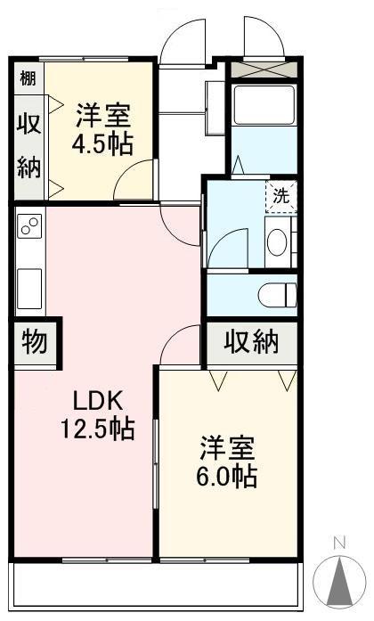 めぞん寺井(2LDK/3階)の間取り写真