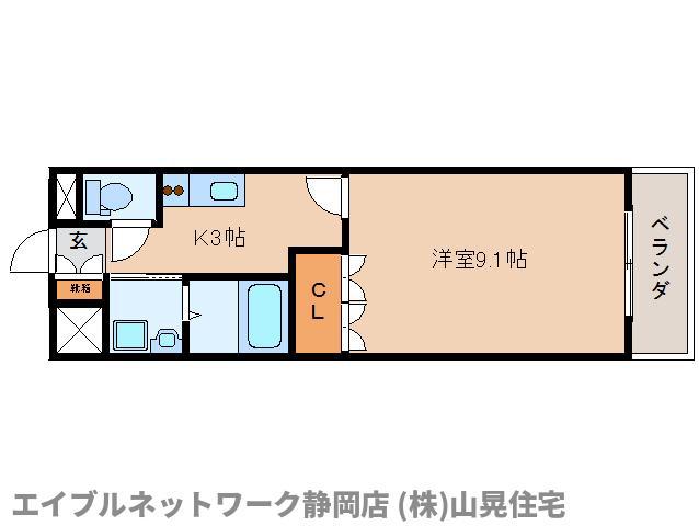 ドルフィン柚木(1K/2階)の間取り写真