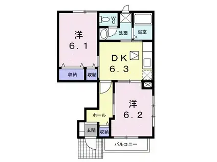 サニーキャッスル I(2DK/1階)の間取り写真