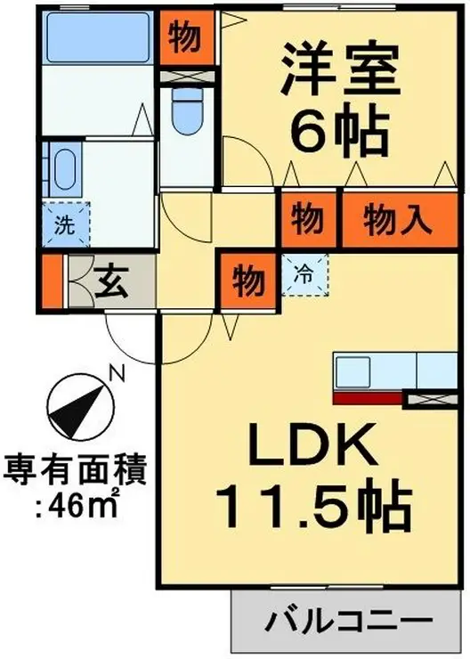 リビングタウン大金平A 2階階 間取り