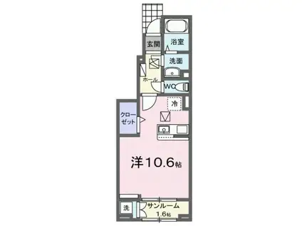 アドラブールD(ワンルーム/1階)の間取り写真