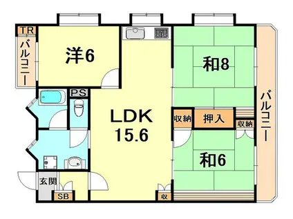 第2ビラ摩耶(3LDK/3階)の間取り写真
