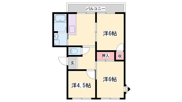 ユッセ・マナハウスB(3DK/2階)の間取り写真