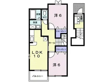 アンジェリック B棟(2LDK/2階)の間取り写真