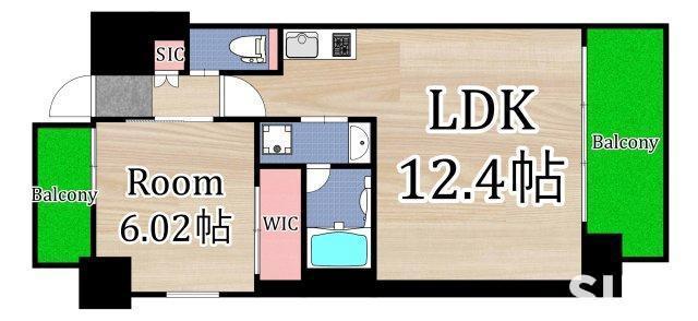 プレジオ森河内ASIAN(1LDK/7階)の間取り写真