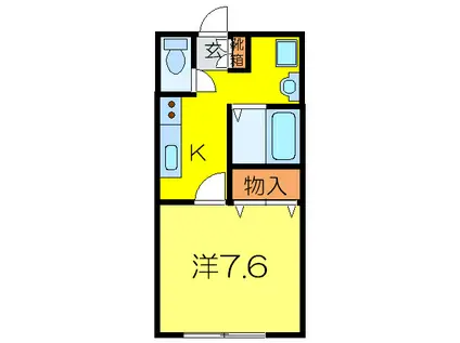 大発 瓢箪山マンション(1K/2階)の間取り写真