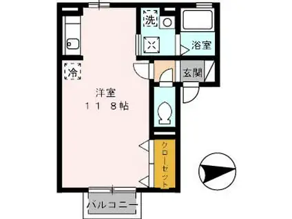 プレジオII(ワンルーム/2階)の間取り写真
