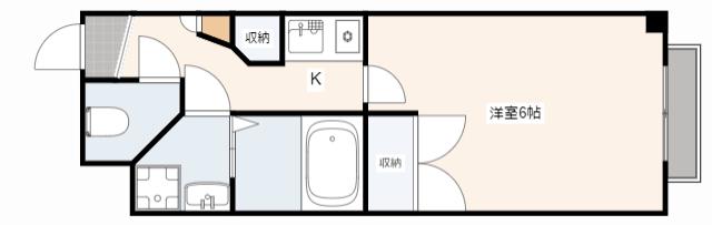 ベルビュー河原町(1K/2階)の間取り写真