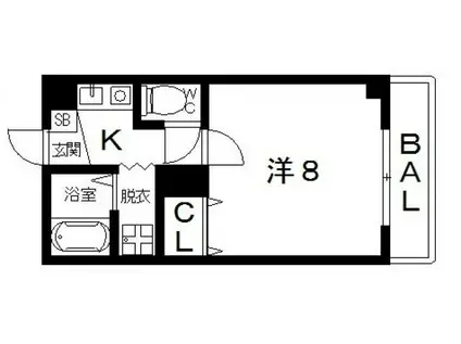 キャッスルエビス(1K/4階)の間取り写真