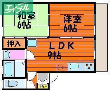 アムール・ディス(2LDK/2階)の間取り写真