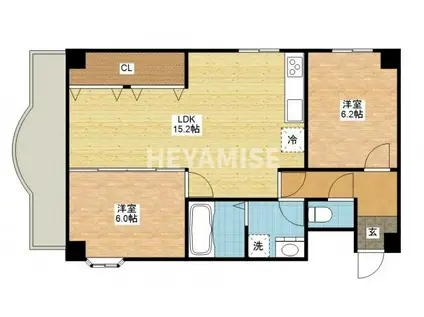 アサヒツインハイツ(2LDK/4階)の間取り写真