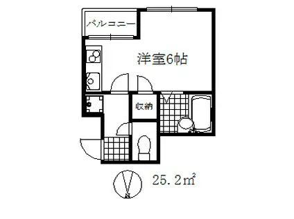 平野エスペランス(ワンルーム/2階)の間取り写真