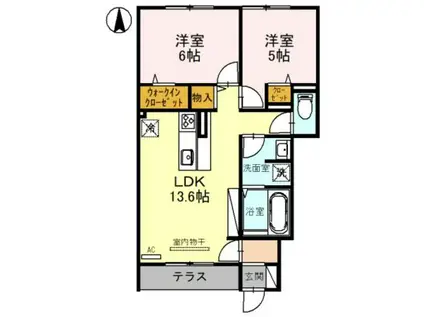 ファミールD希III(2LDK/1階)の間取り写真