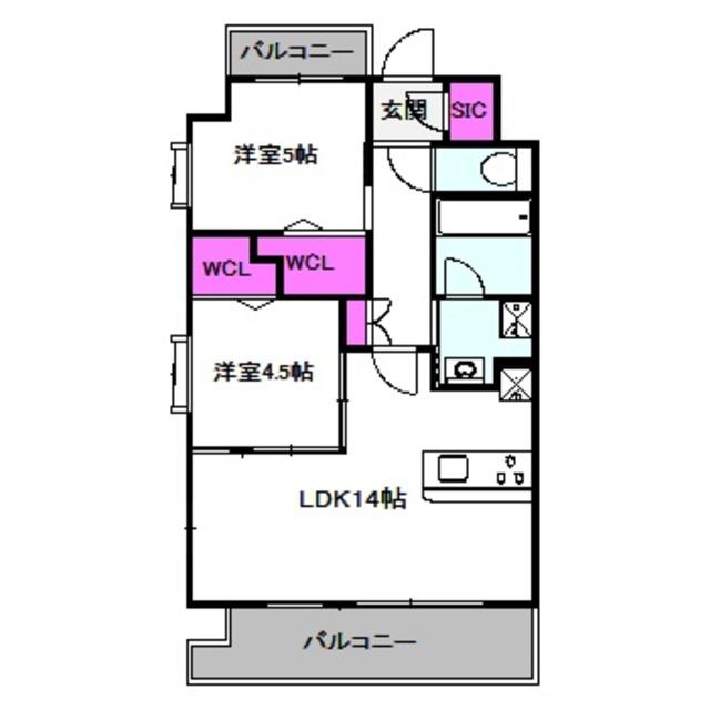 スプランディッド天王寺サウス(2LDK/3階)の間取り写真