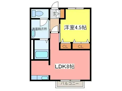 TORINO(1LDK/1階)の間取り写真