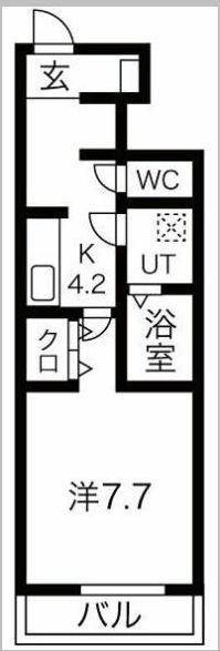 クリスタル(1K/1階)の間取り写真