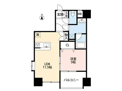 フォーエス新町(1LDK/5階)の間取り写真