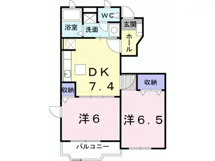 チェリータウンA(2DK/1階)の間取り写真