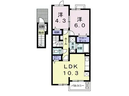 サリーレ・K II(2LDK/2階)の間取り写真